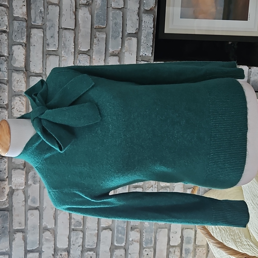LOFT Emerald Green Bow Turtleneck Sweater